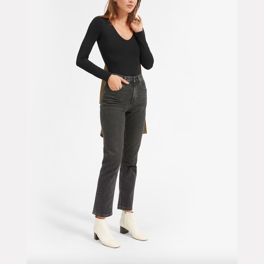 Everlane Long-Sleeve V-Neck Bodysuit